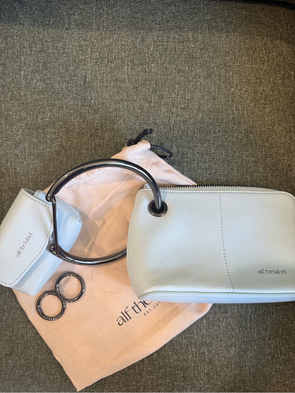 alf the label Nappa Leather Medium Pouch & mini utility - Light Blue/ 5 pcs set